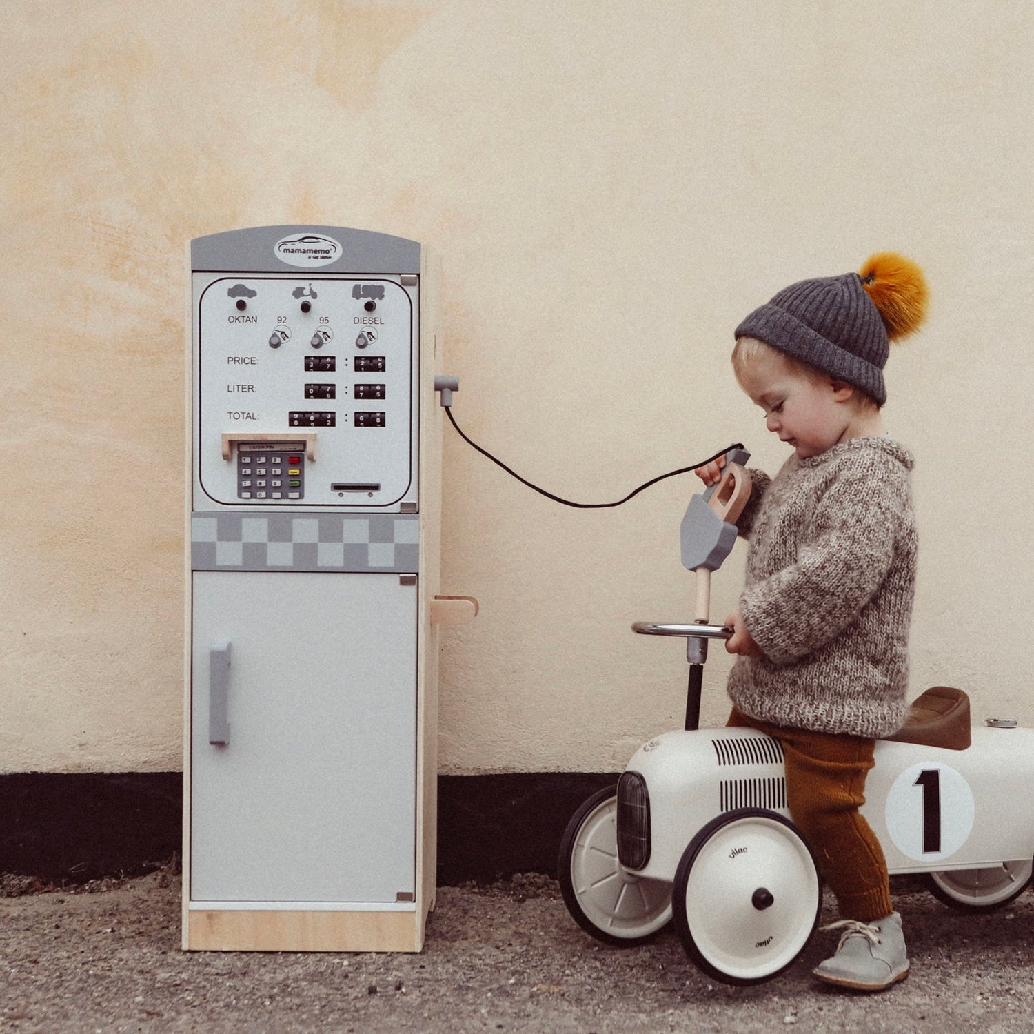 Vilac gåbil i metall, råhvit