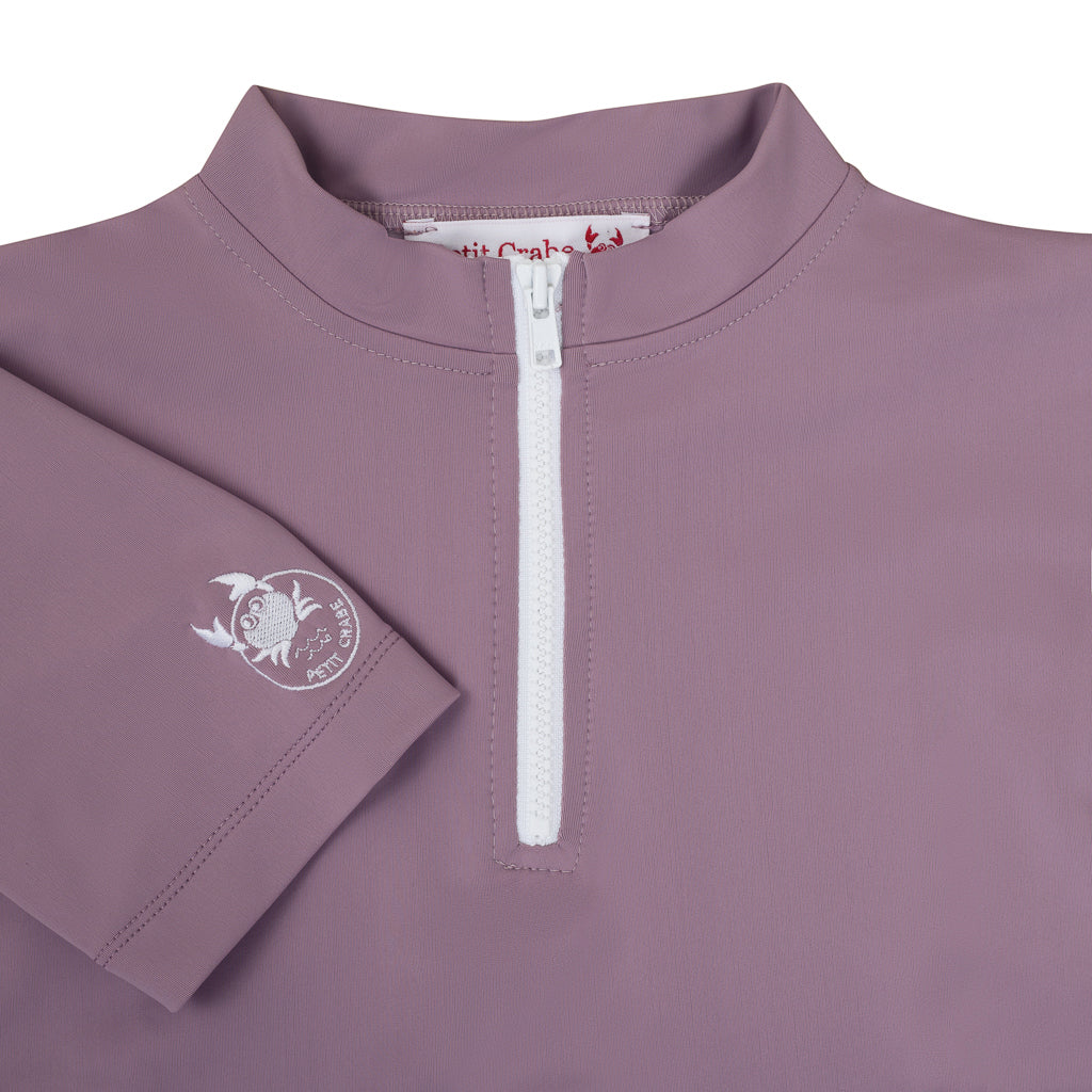 Petit Crabe UV badebluse m. glidelås og korte ermer, Max, Heather - 1-10 år