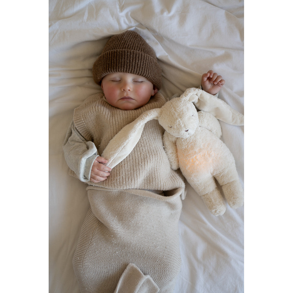 Moonie 2.0, økologisk Humming kanin med rosa støy og lampe - Polar