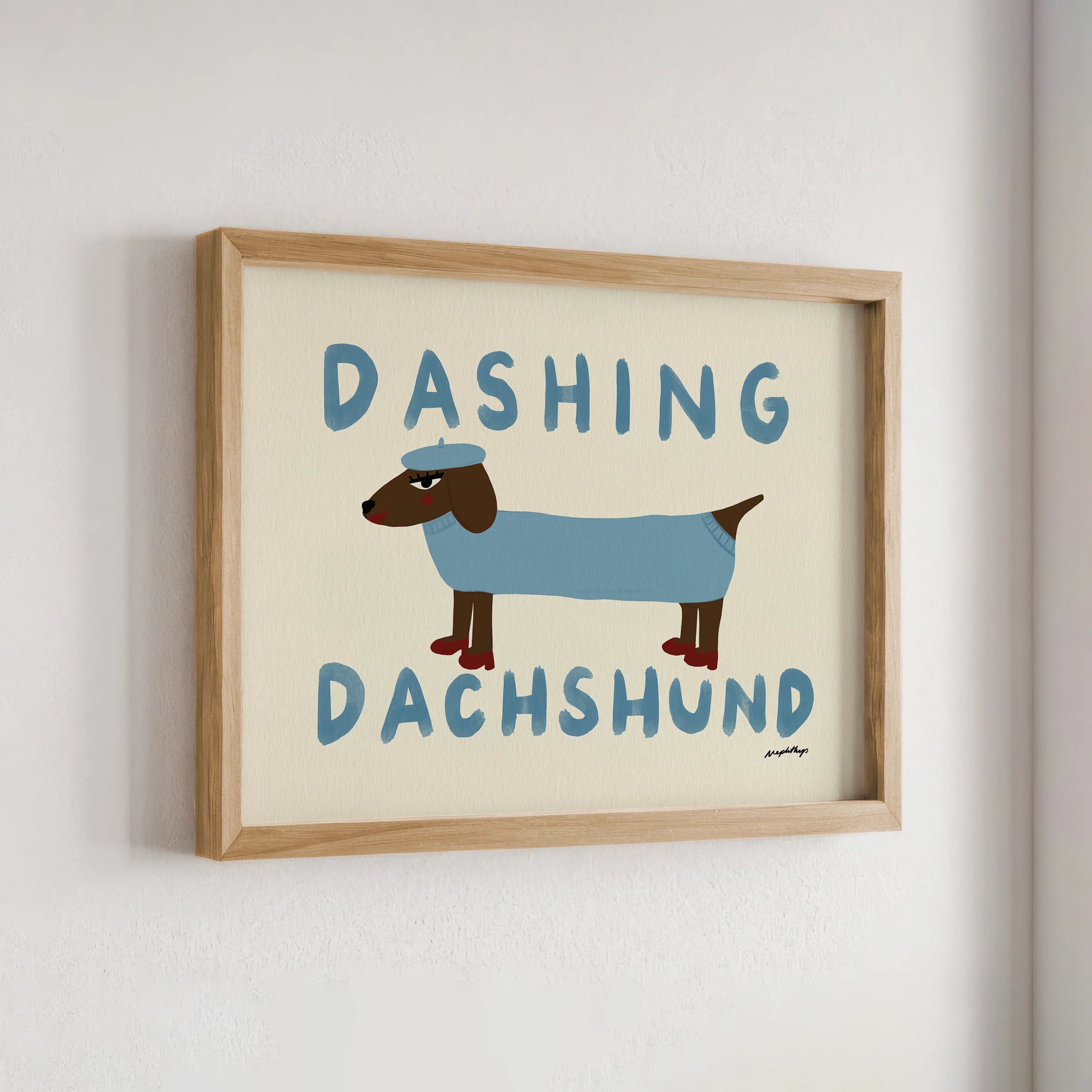 Nephthys Illustrated plakat, Dashing Dachshund - A4