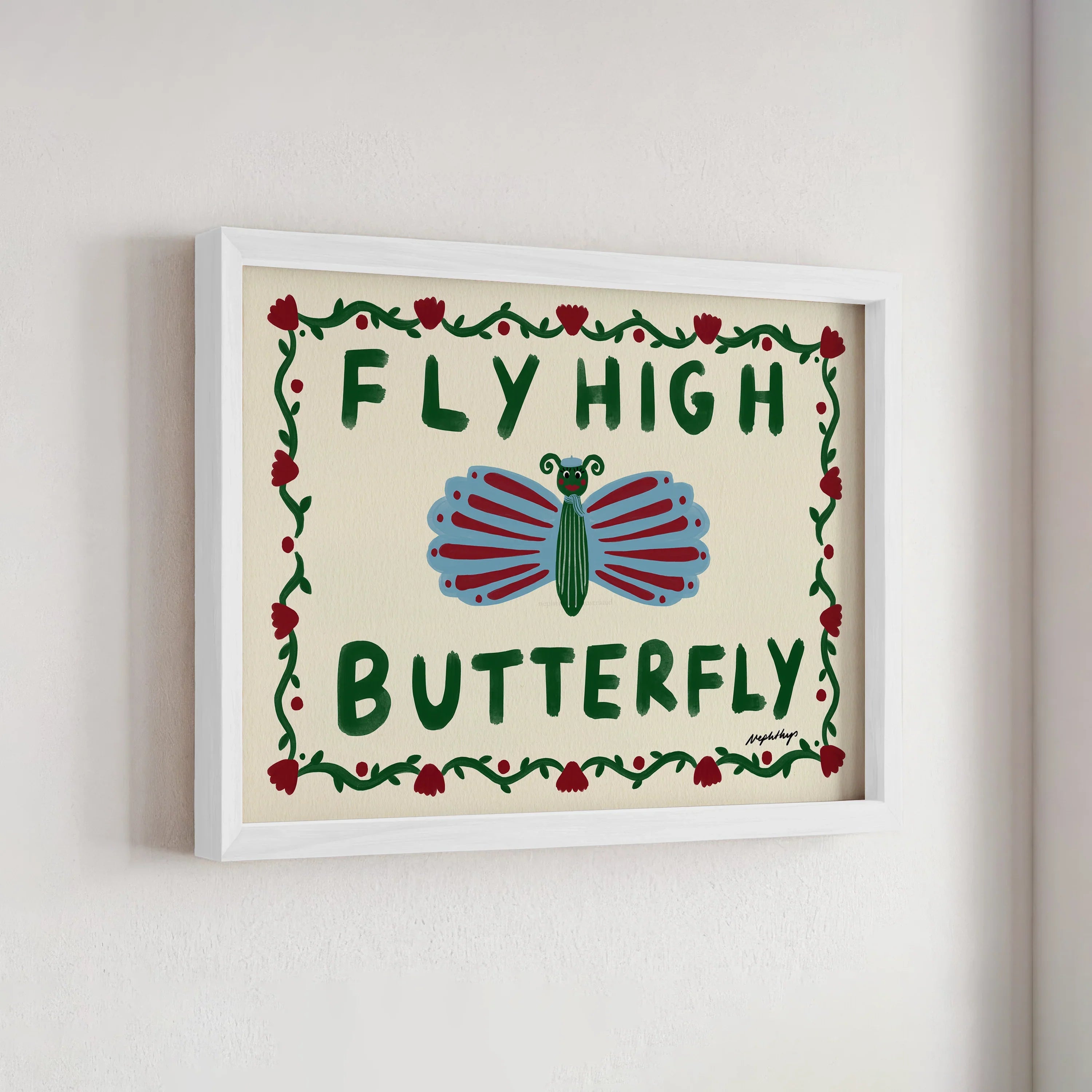 Nephthys Illustrated plakat, Fly High Butterfly - A4