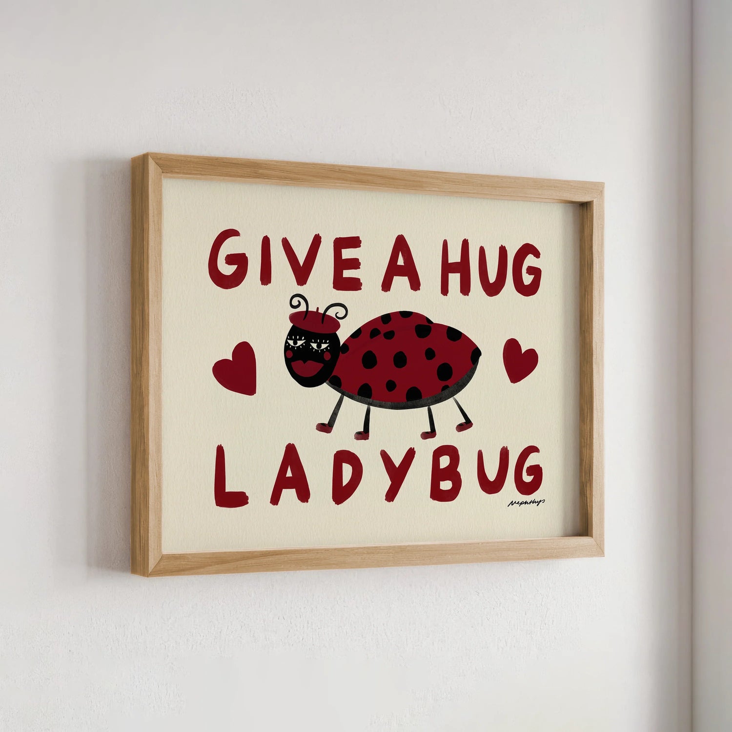 Nephthys Illustrated plakat, Give a Hug Ladybug - A4