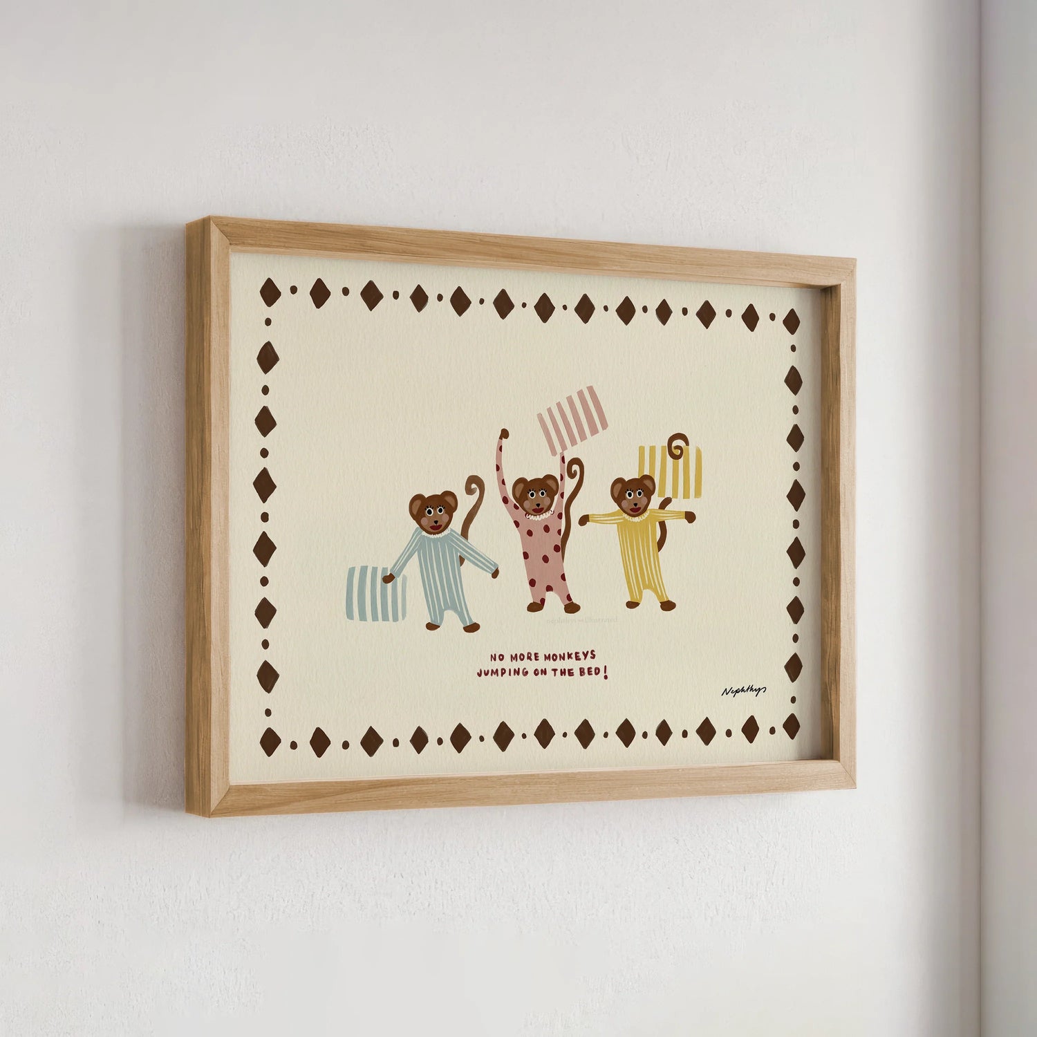 Nephthys Illustrated plakat, Monkeys on the Bed - A4