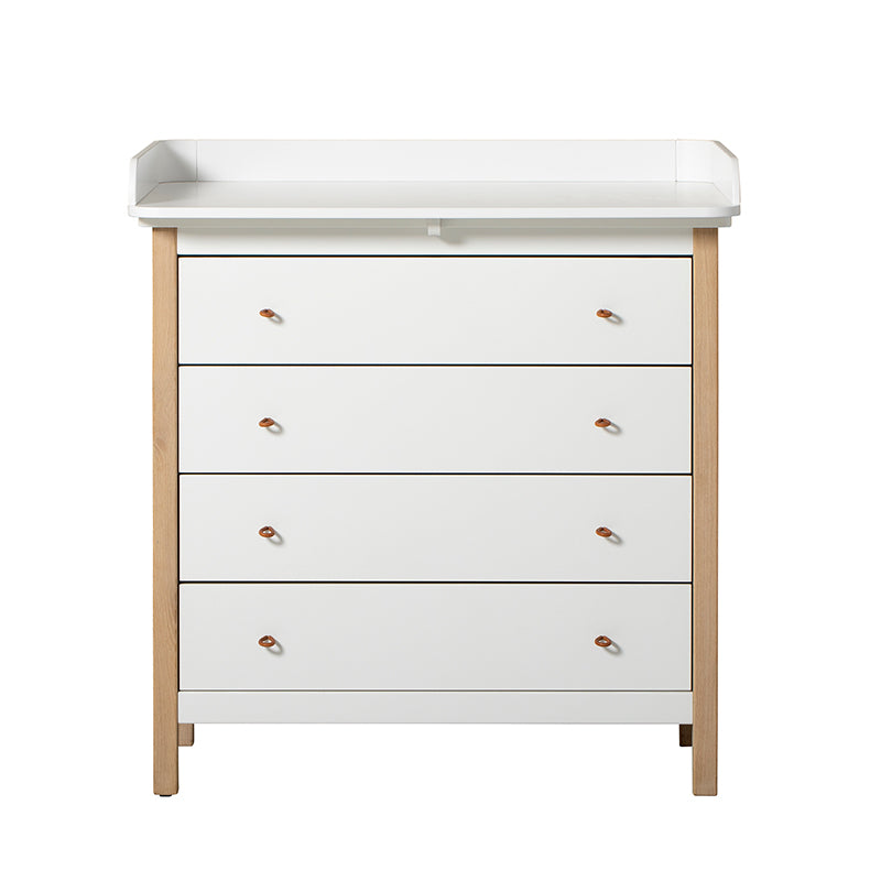 Oliver Furniture Wood puslekommode m. 4 skuffer, eg. klassisk hvidt design