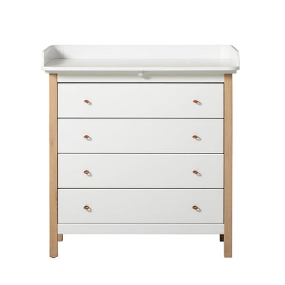 Oliver Furniture Wood puslekommode m. 4 skuffer, eg. klassisk hvidt design