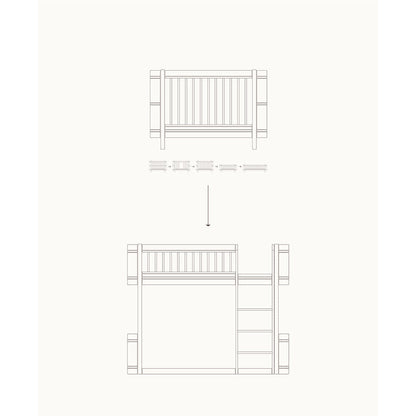 Oliver Furniture, Ombyggingssett, fra Wood Mini+ Sprinkelseng til halvhøy seng - hvit/eik