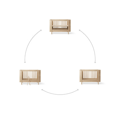 Oliver Furniture, Wood Mini+ sprinkelseng ekskl. juniorkit - Eik