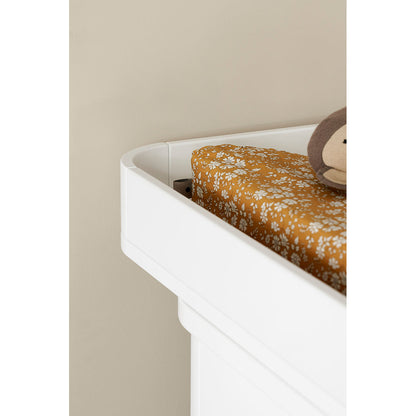 Oliver Furniture Wood stellekommode, med 3 skuffer og stor plate - Hvit/eik