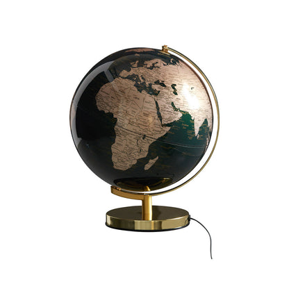 Globuslampe Grønn &amp; messing, Globus med lys