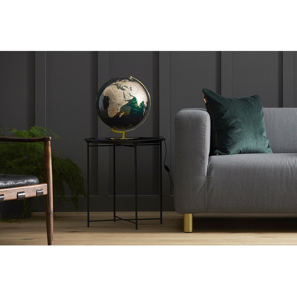 Globuslampe Grønn &amp; messing, Globus med lys
