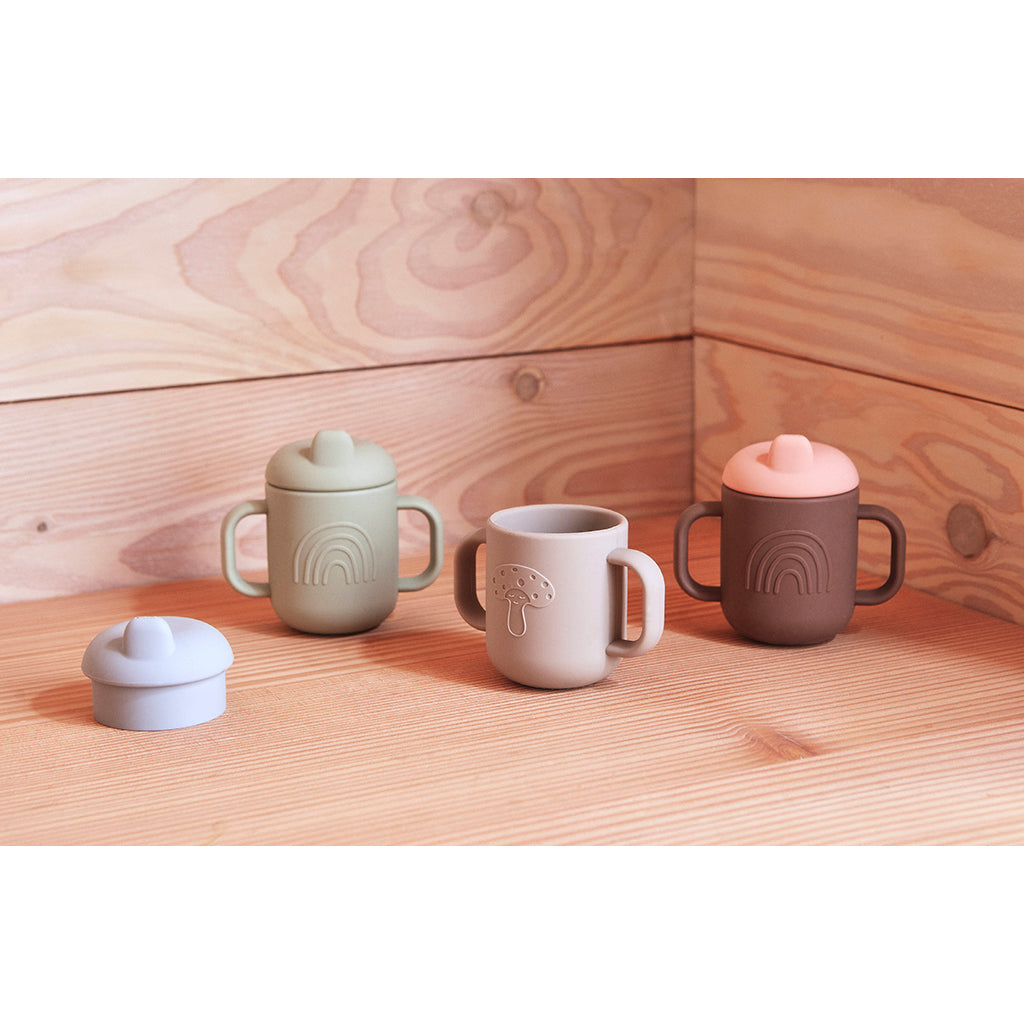 OYOY Kappu kopp, barneservise, 2-pakning med kopper - Leire/lys mint