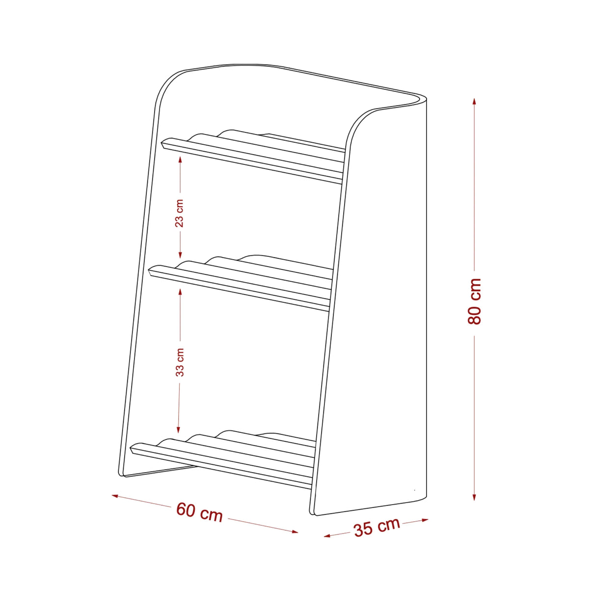 Curve-Lab bokhylle for barn, Curvy Bookcase - Oak