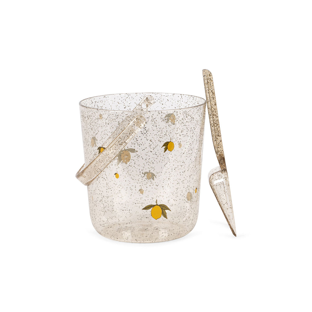 Konges Sløjd Strandesett, Glitter bøtte og spade - Sitron