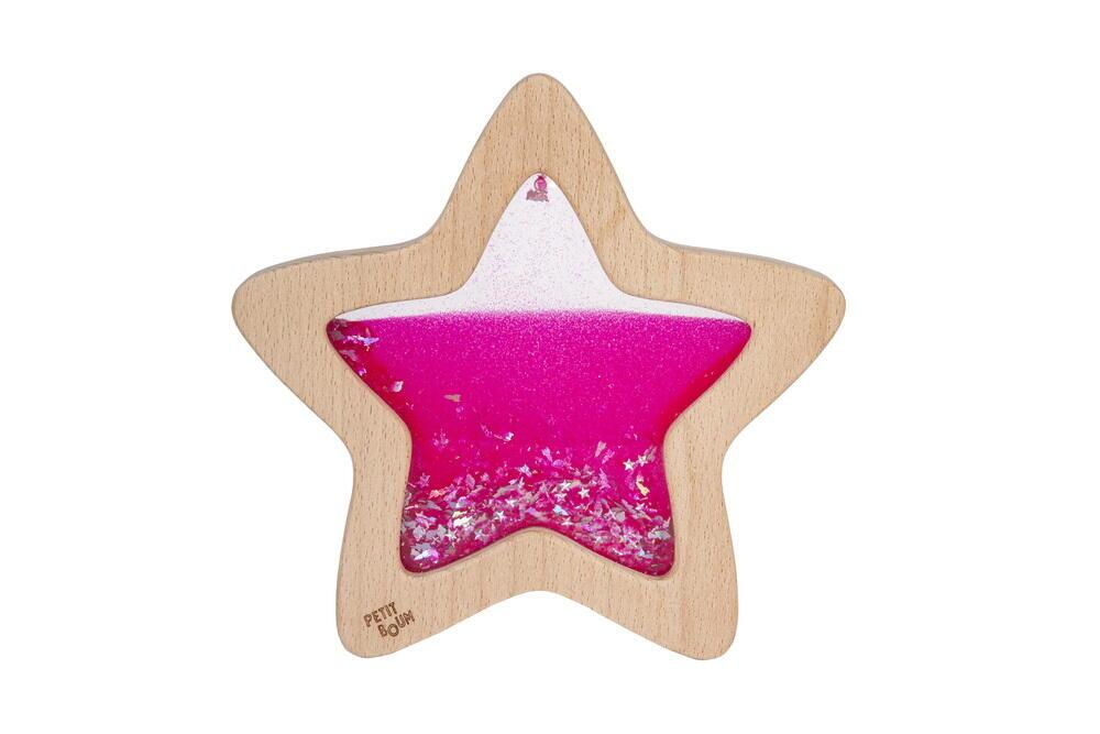 Petit Boum sanseleke, trestjerne med flytende væske og glitter - Nebula Pink