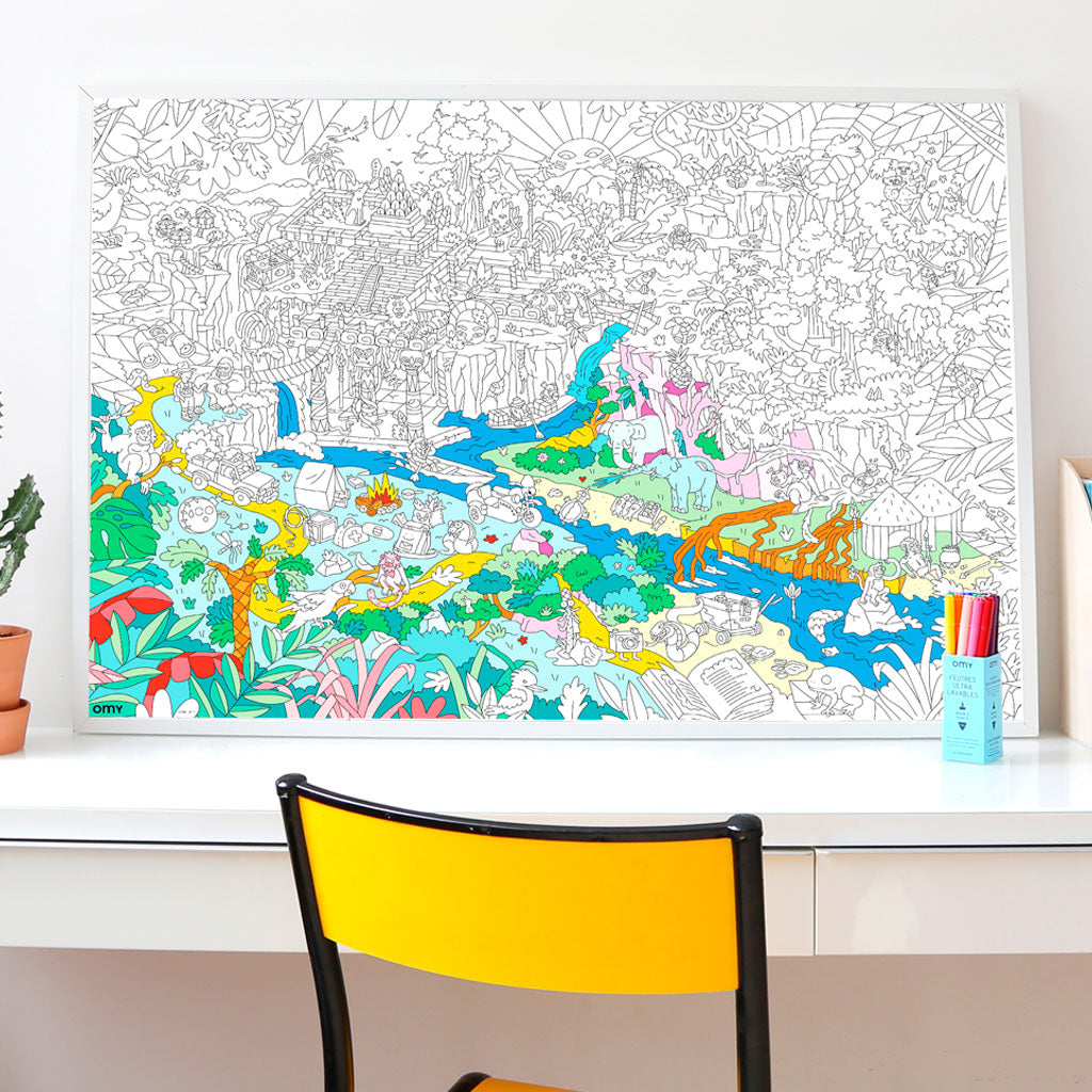 Omy stort plakat for fargelegging, Jungel