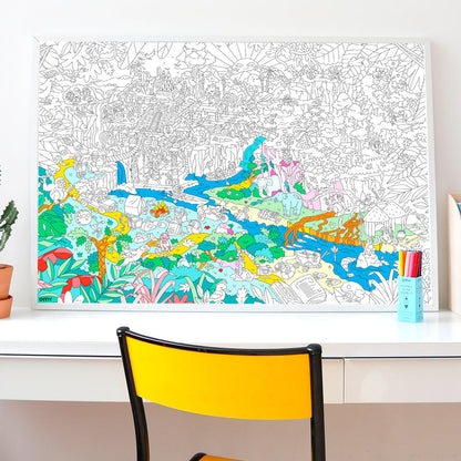 Omy stort plakat for fargelegging, Jungel