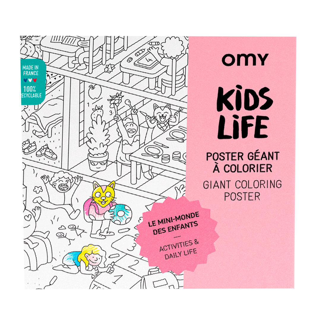 Omy stor plakat til farvelægning, 70 x 100 cm - Kids life