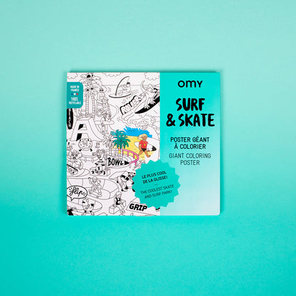 Omy stor fargeleggingsplakat, 70 x 100 cm - Surf &amp; skate.