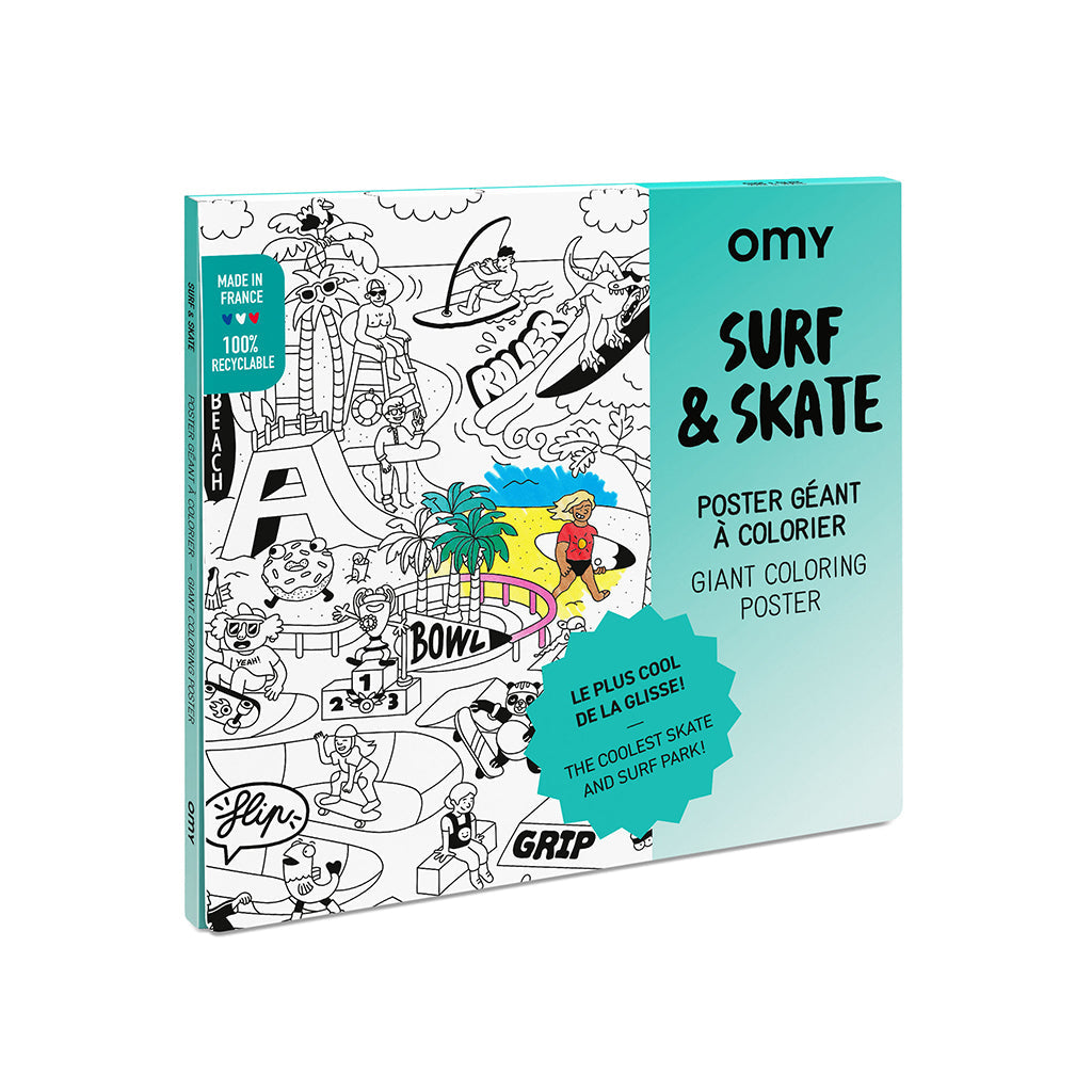 Omy stor plakat til farvelægning, Surf &amp; skate 
