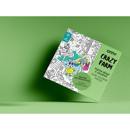 Omy stor plakat for fargelegging, 70 x 100 cm - Crazy Farm