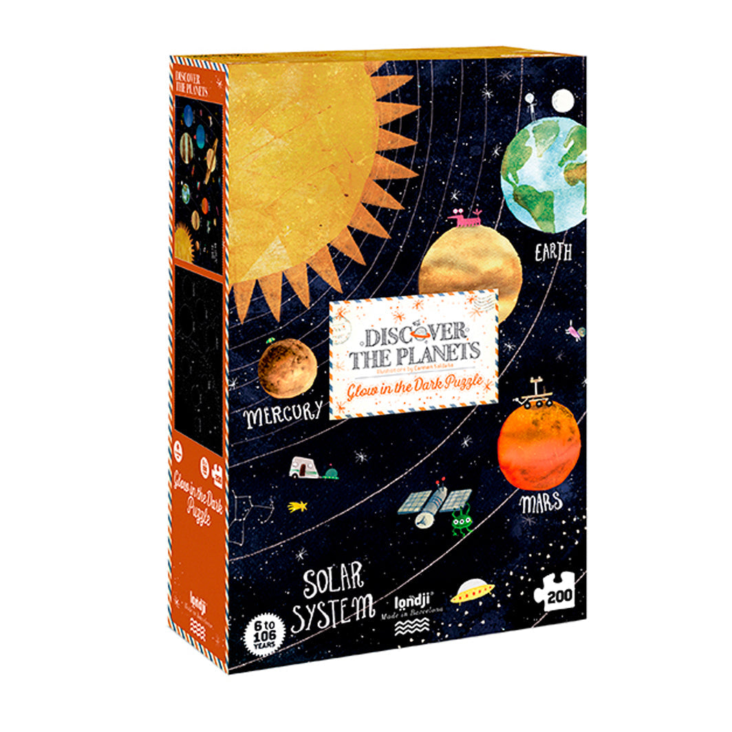Londji puslespill, Discover the planets, Glow in the dark - 200 brikker