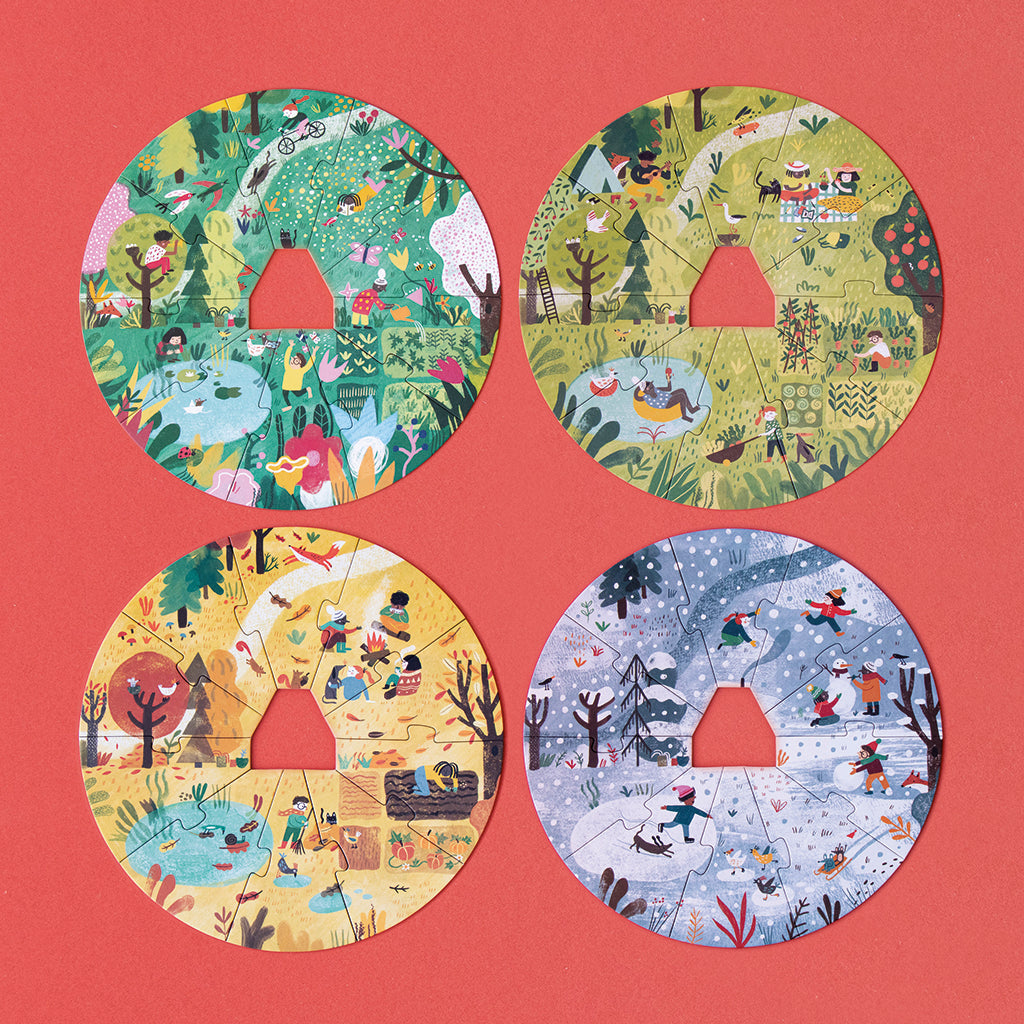 Londji puslespill, rundt, A home for nature, 4 puslespill med hver 10 brikker