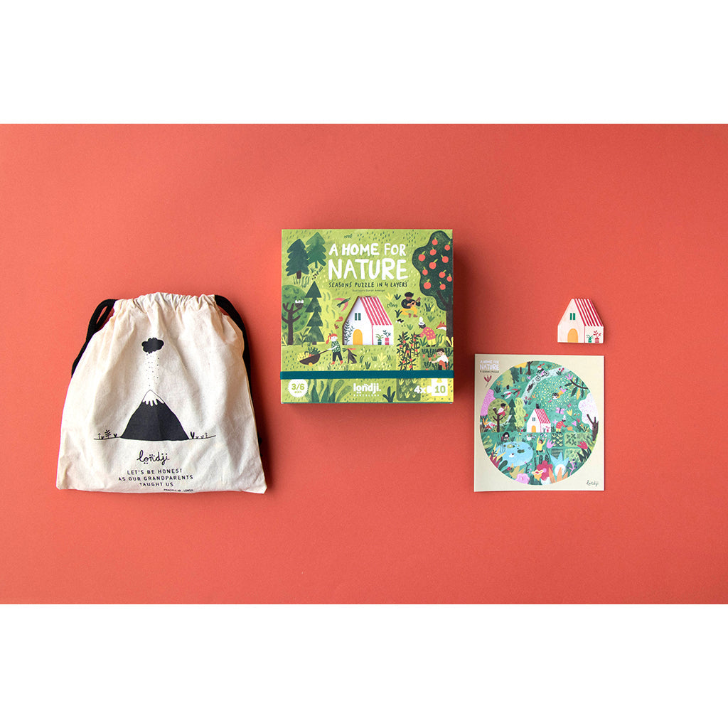 Londji puslespill, rundt, A home for nature, 4 puslespill med hver 10 brikker