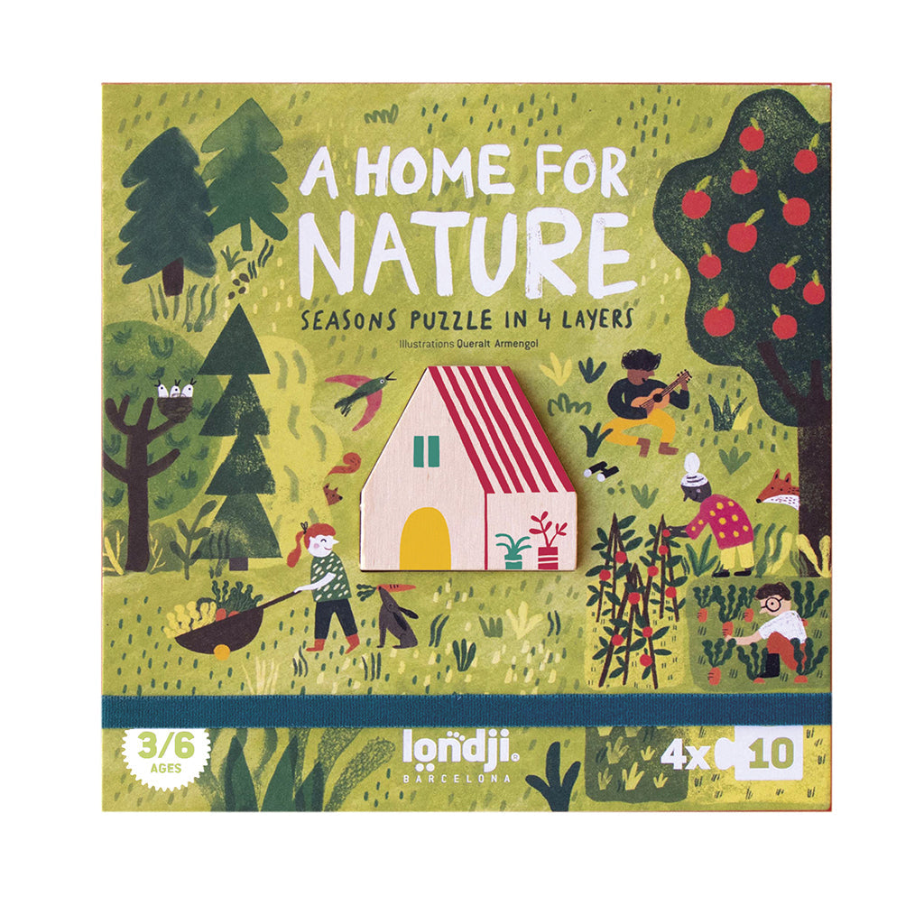Londji puslespill, rundt, A home for nature, 4 puslespill med hver 10 brikker