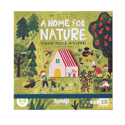 Londji puslespill, rundt, A home for nature, 4 puslespill med hver 10 brikker