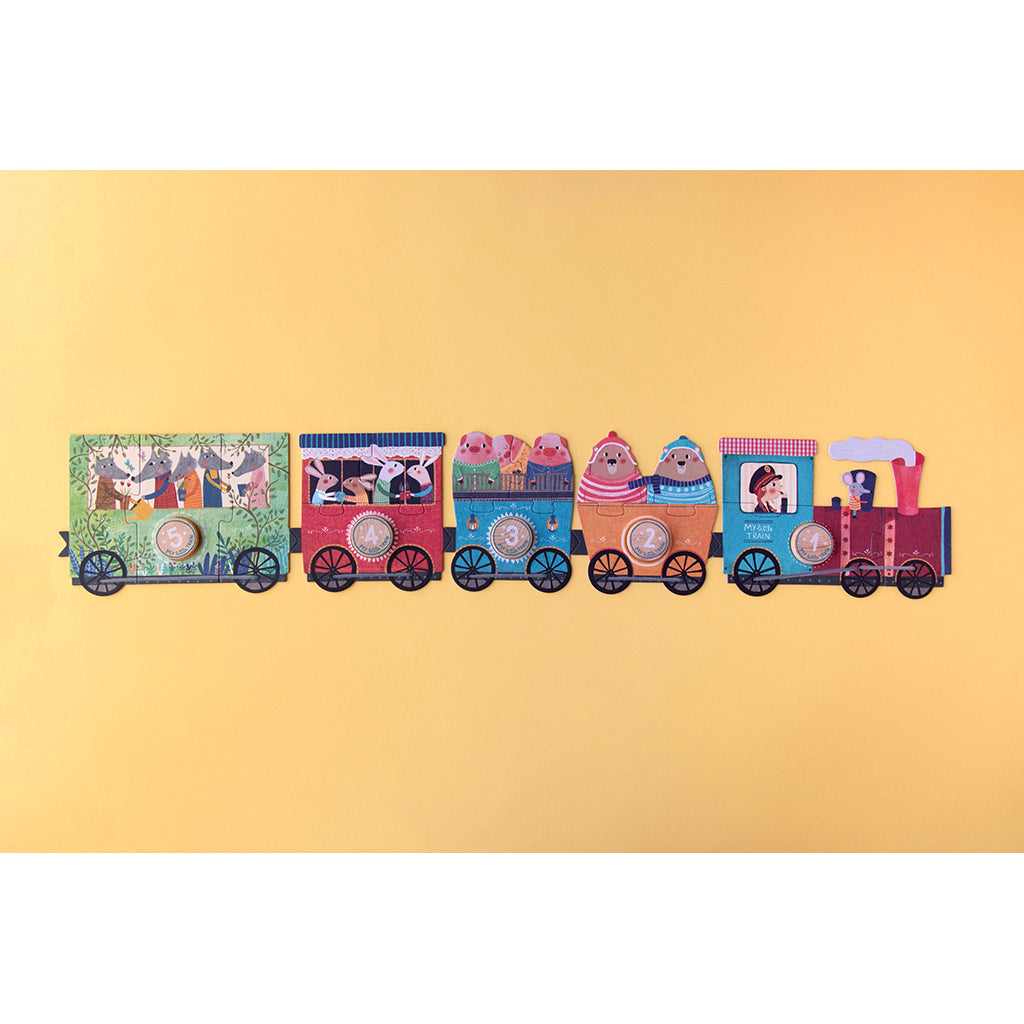 Londji puslespill, My little train, 10 puslespill med 3 brikker hver