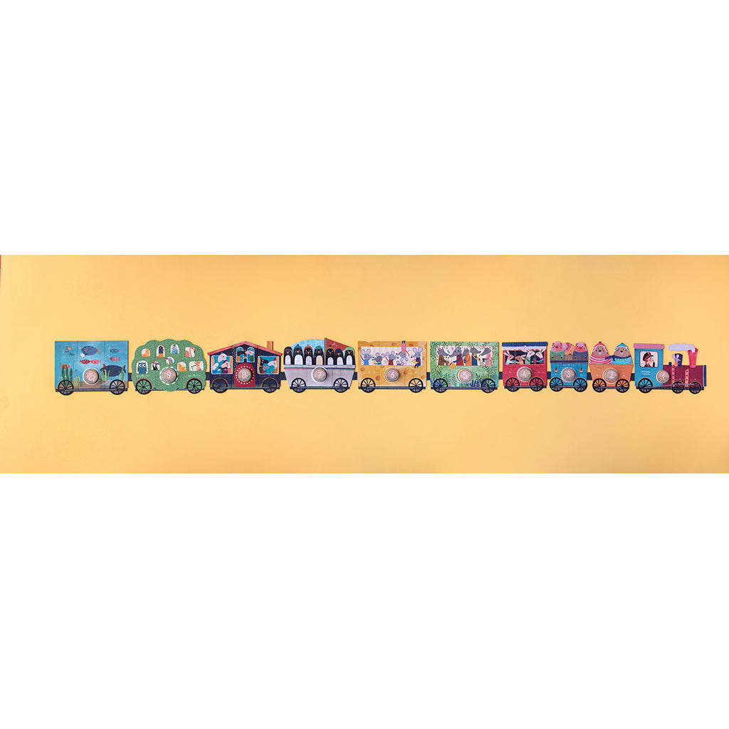 Londji puslespill, My little train, 10 puslespill med 3 brikker hver
