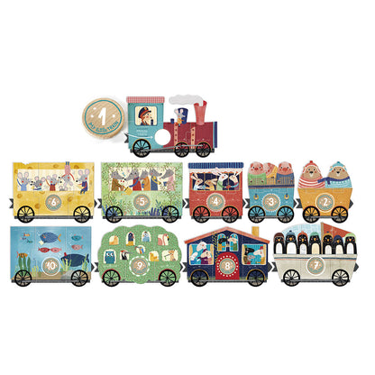 Londji puslespill, My little train, 10 puslespill med 3 brikker hver