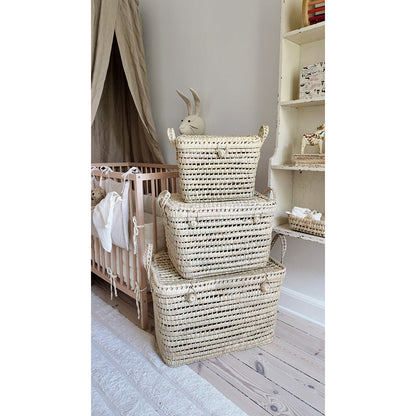 Lubilu Trunk kurvekoffert i palmeblad, 60 x 35 x 35 cm