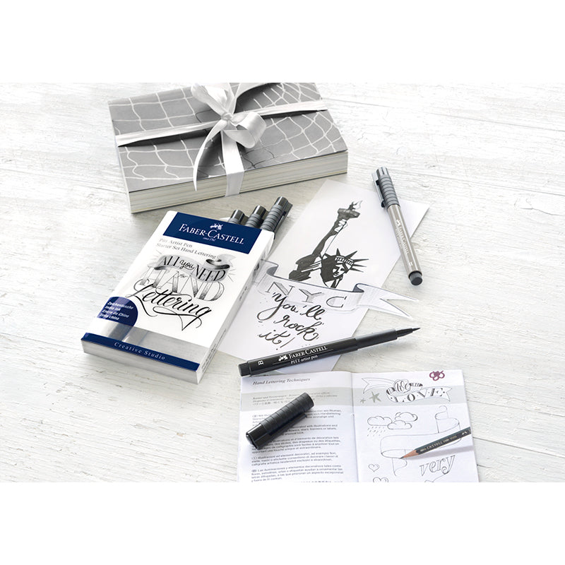 Faber-Castell Artist pens, Handwriter startsett - grå
