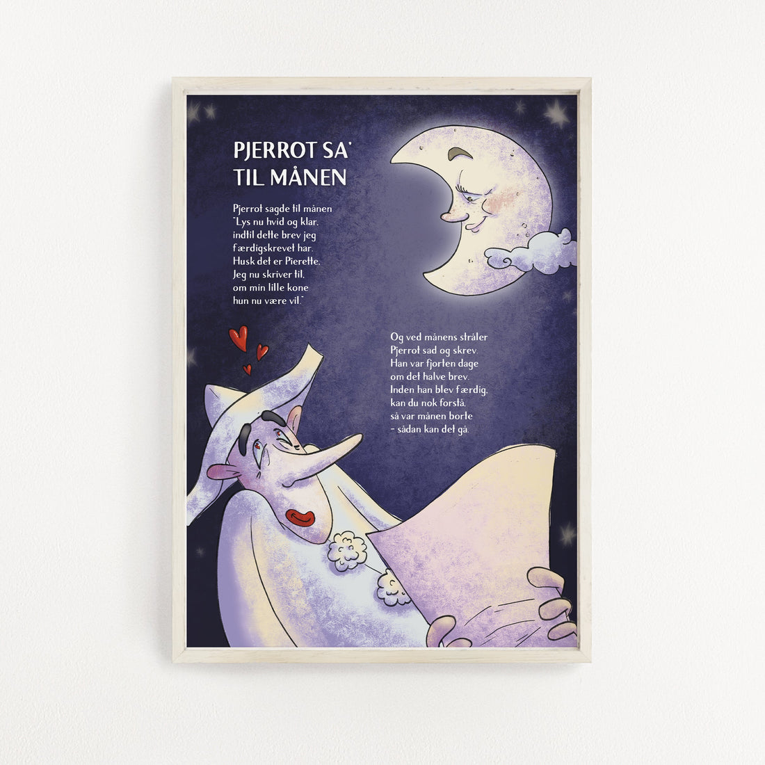 Onion Skin-plakat, Pjerrot sa til månen - 30 x 40 cm