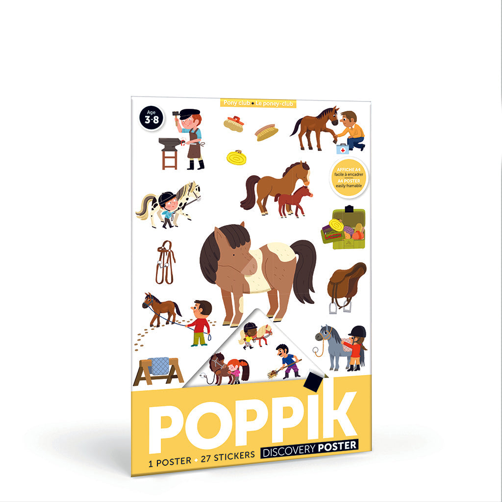 Poppik klistremosaikk i papir, plakat med 27 klistremerker – Pony club
