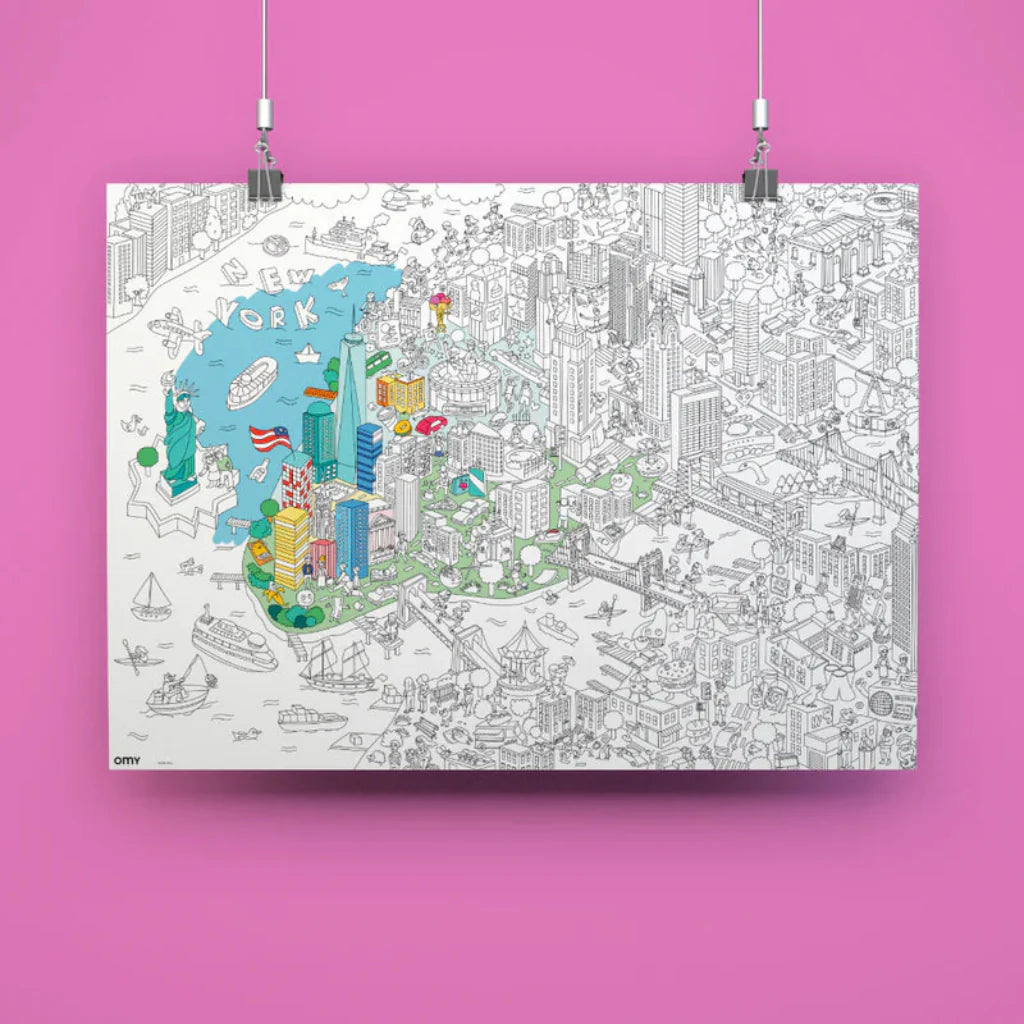 Omy stor plakat for fargelegging, 70 x 100 cm - New York