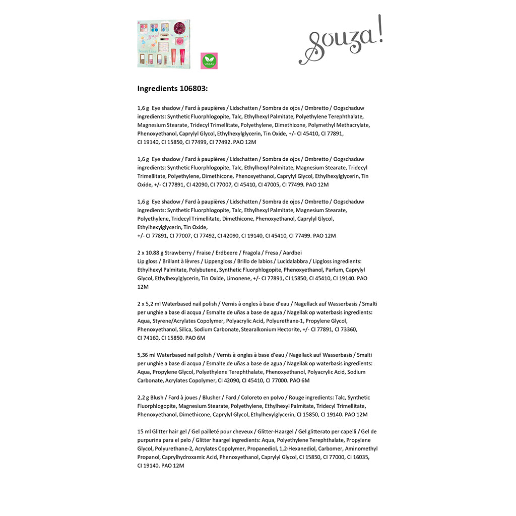 Souza sminkesett for barn, Beauty Luxe - Rosa/sølv hårglimmer