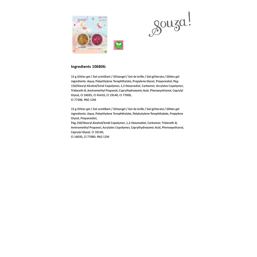 Souza hårglitter for barn, rosa og gull