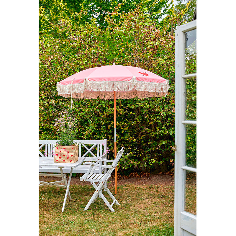 Rice kurv i natur m. broderte hjerter