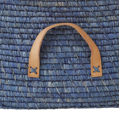 Rice kurv m lærhank, blå