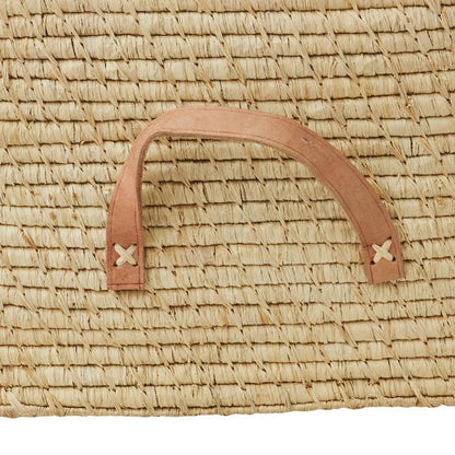 Rice kurv m lærhank, natur