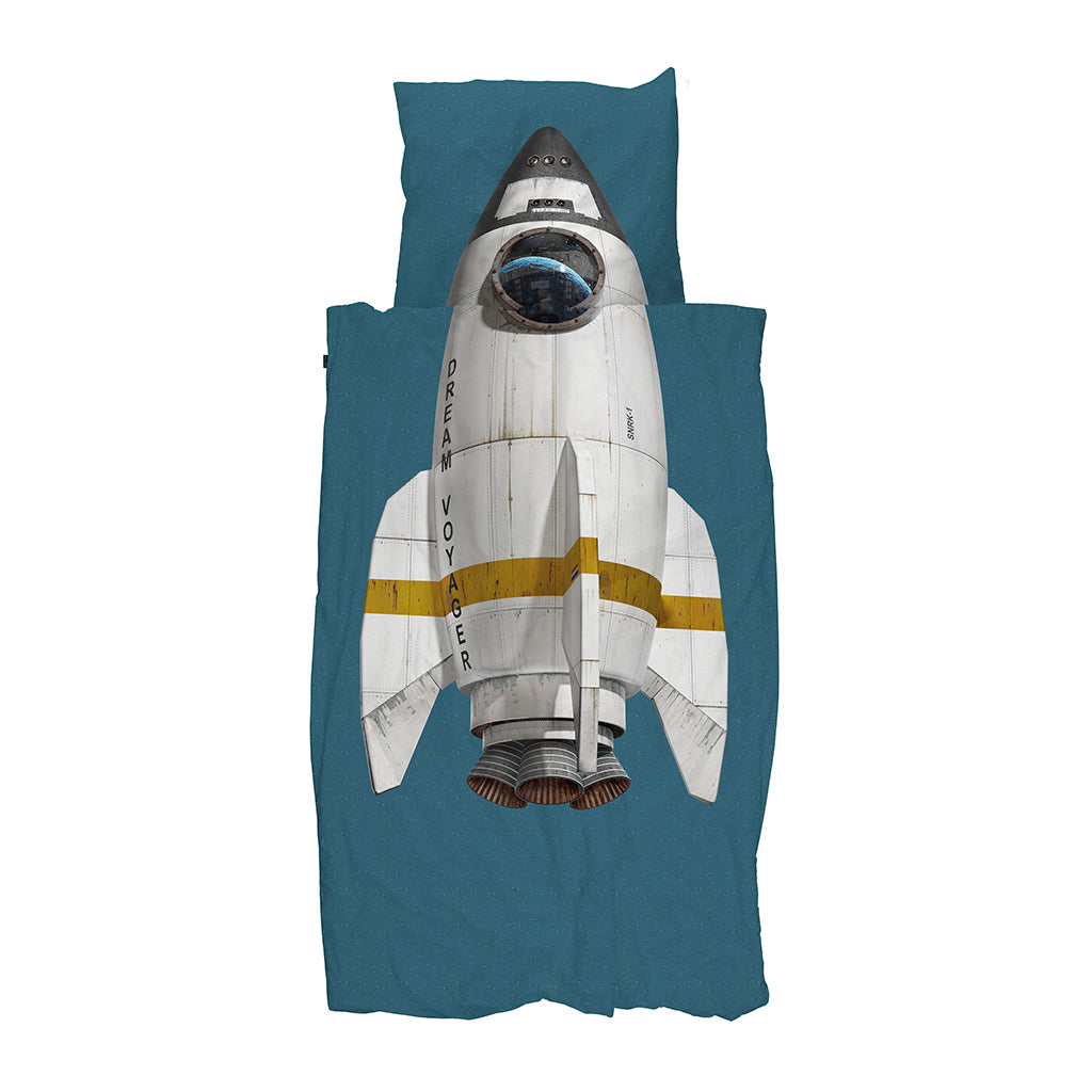 Snurk voksensengetøy, økologisk - Rocket smokey blue