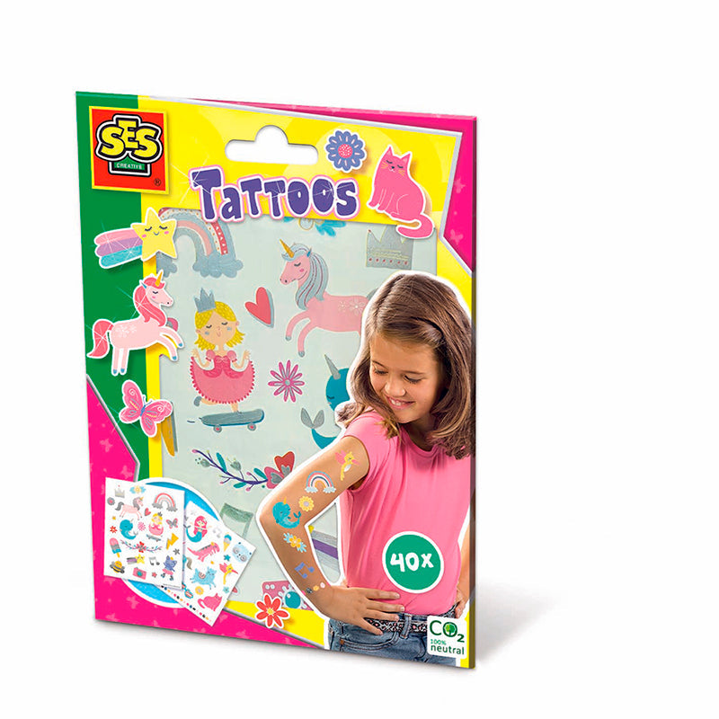SES Creative tatoveringer, Eventyr pige med enhjørning og prinsesse motiver