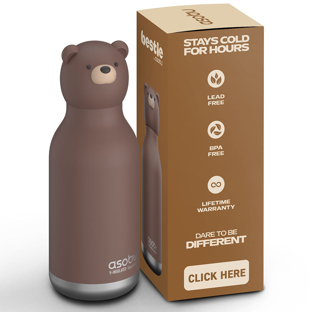 Asobu Bestie Animal termo drikkedunk, 460 ml – Brun bjørn