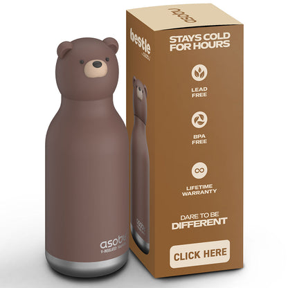 Asobu Bestie Animal termo drikkedunk, 460 ml – Brun bjørn