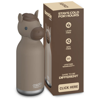 Asobu Bestie Animal termo drikkeflaske, 460 ml. - Hest