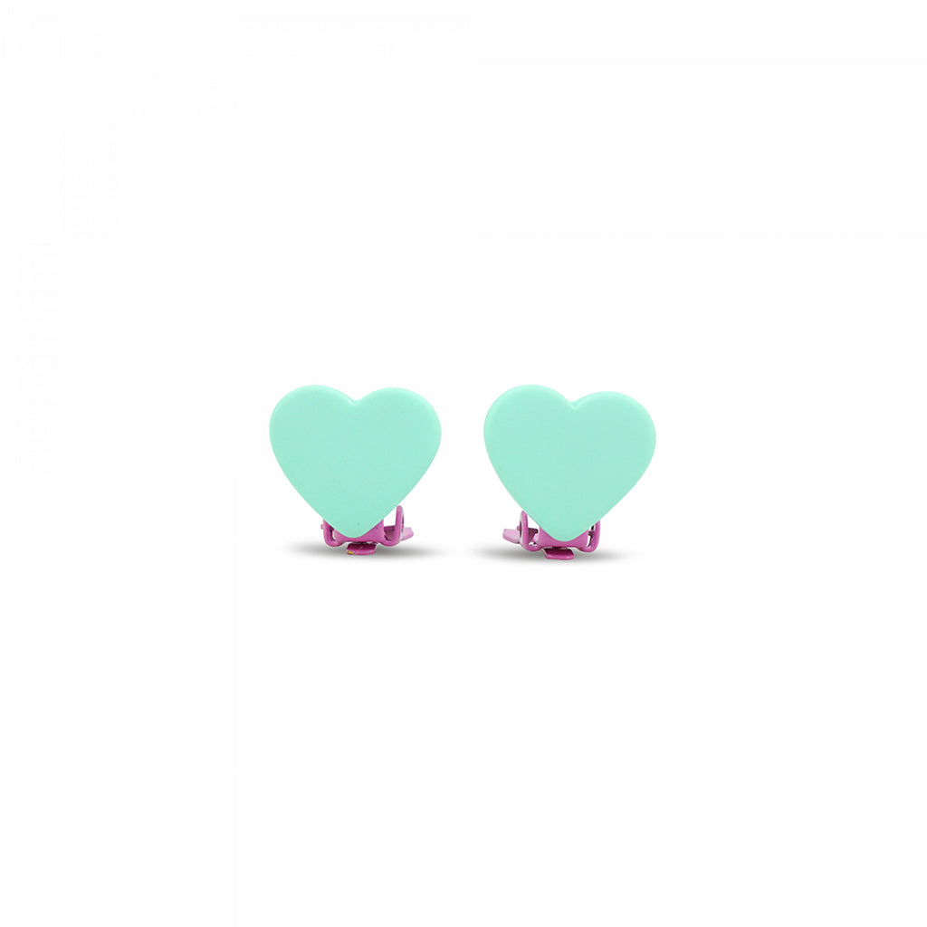 Milk x Soda Sweet Heart klips-øredobber til barn, Mint