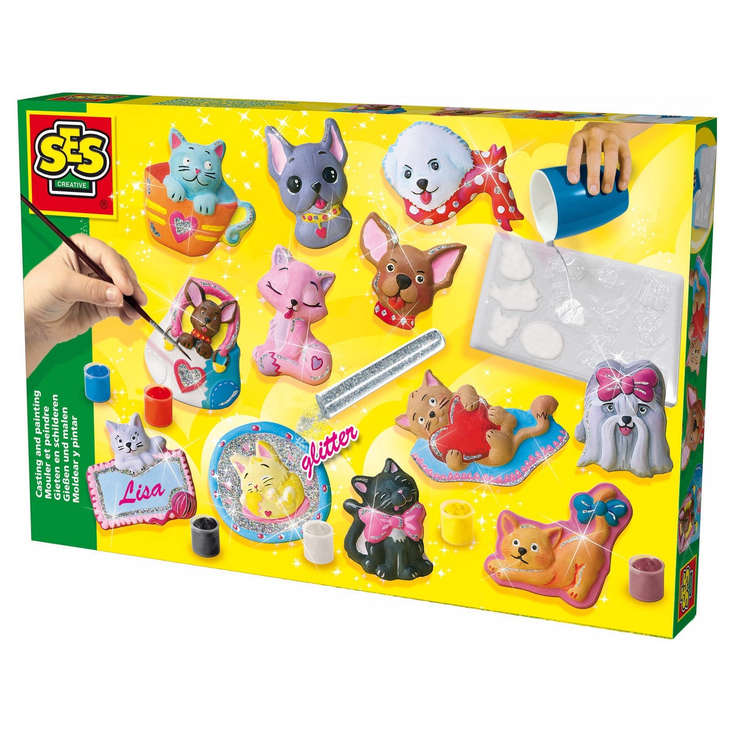 SES Creative Kreativ eske - støp katter og hunder i gips