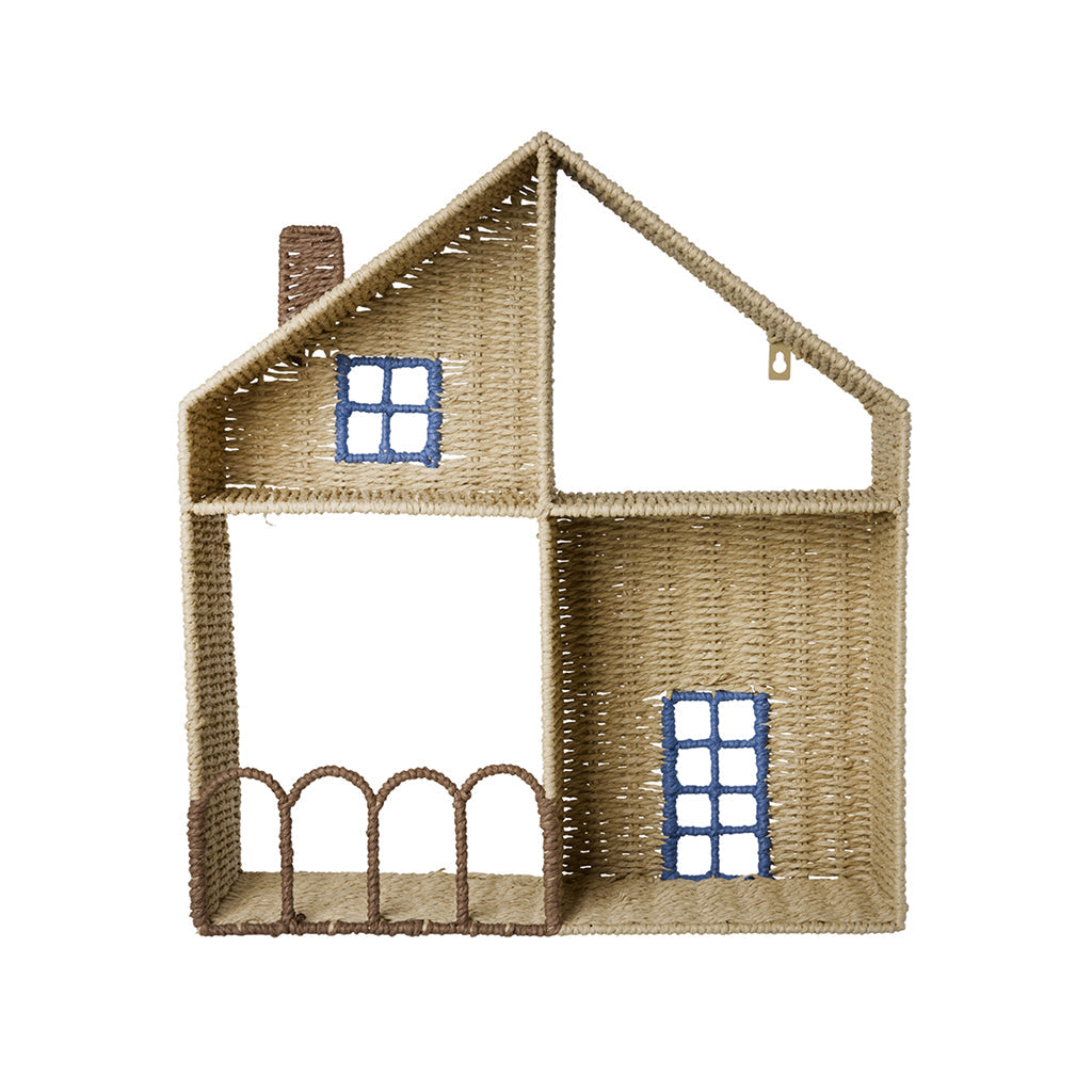 Rice House Shelf, vegghylle med 4 rom – Blue